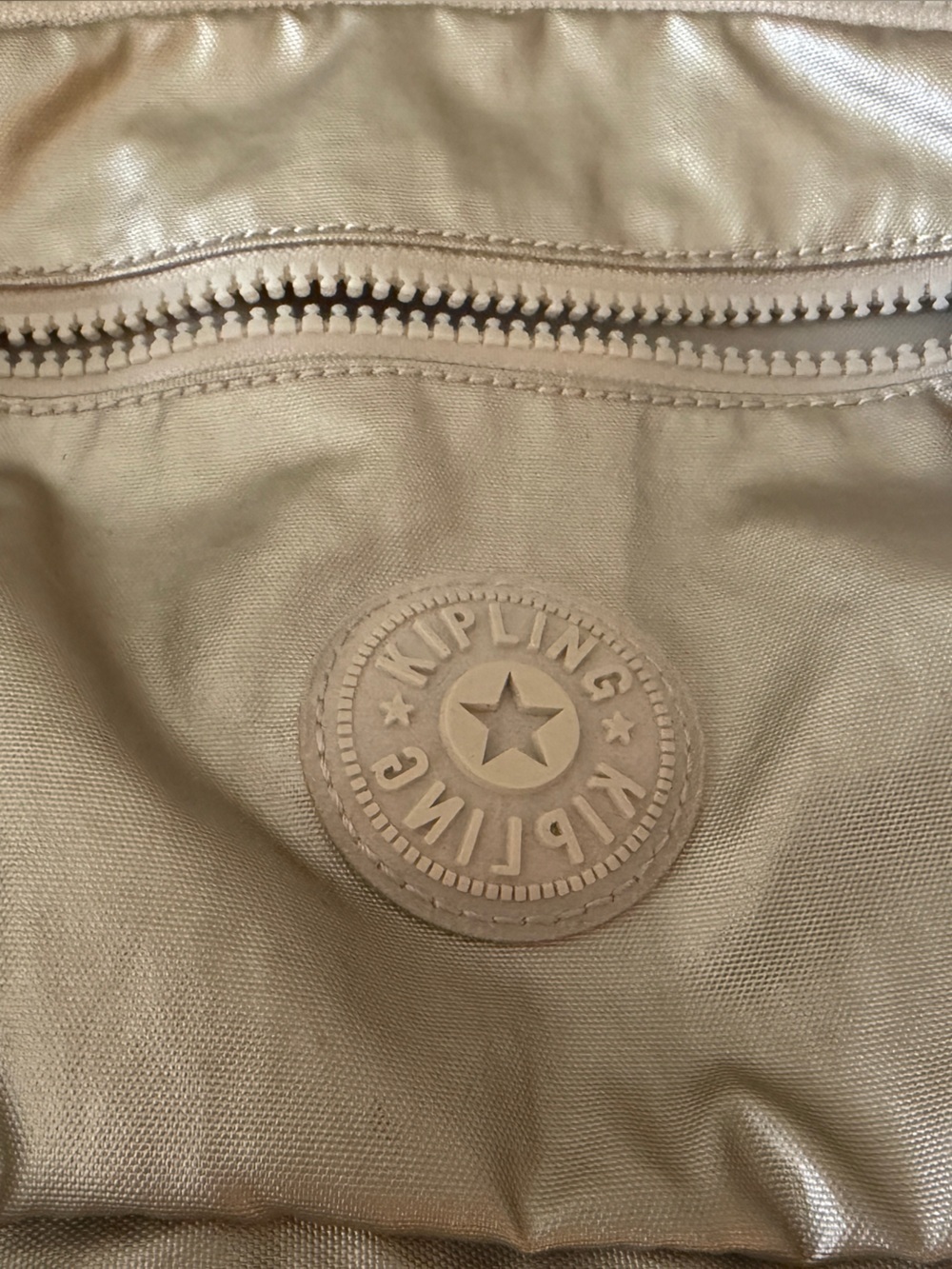 Kipling Metallic Champagne Crossbody Bag with Plush Charm - Picture 3 of 6